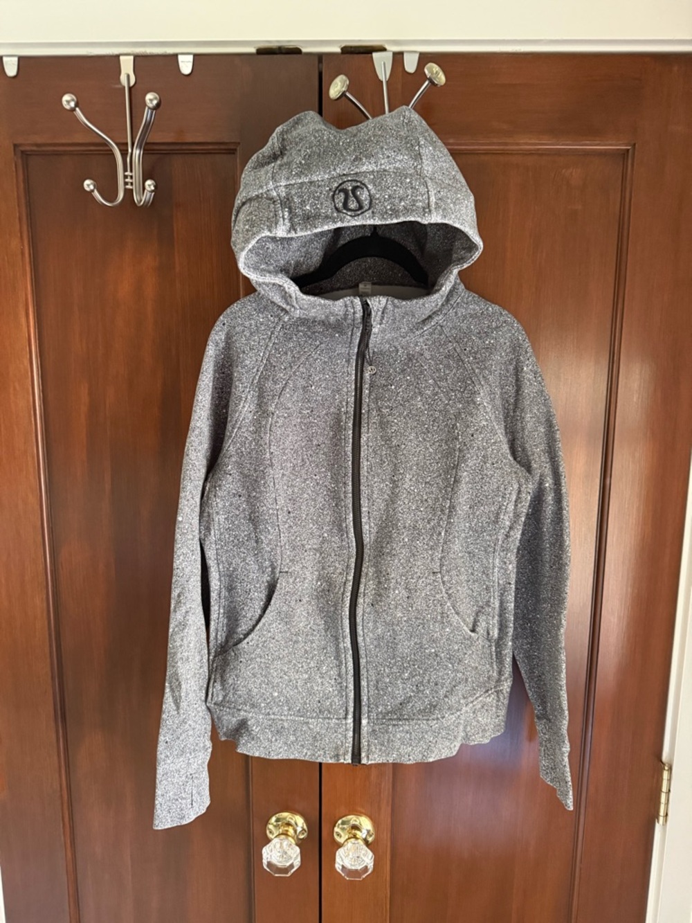 lululemon gray, white and black scuba hoodie - sz 12